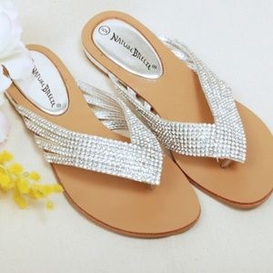 Sz 7 Rhinestone Flip Flops NIB